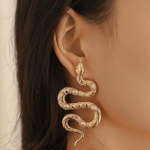 Exotic Gold & Pearl Snake Post Earrings!